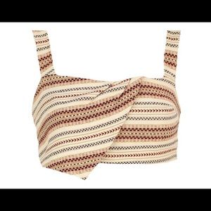 Zara Sleeveless Embroidered Asymmetrical Crop Top